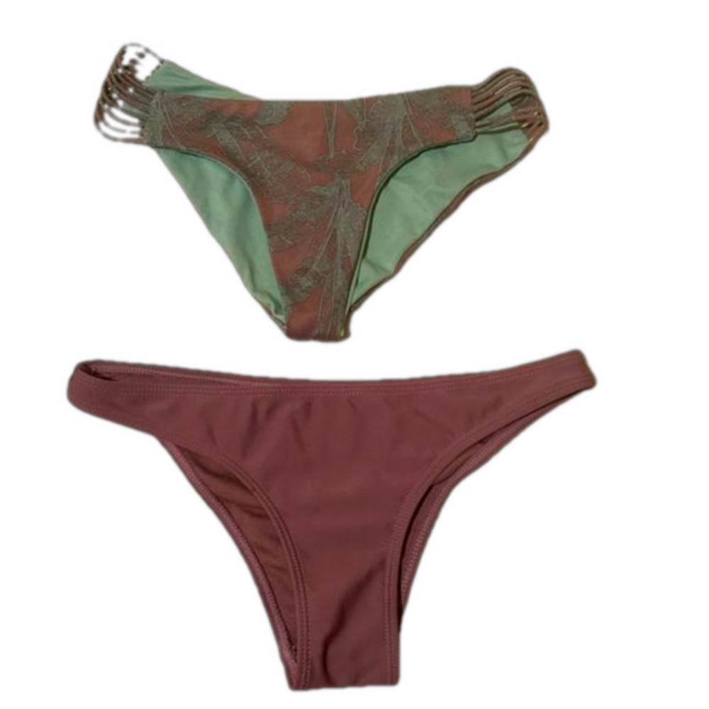 Betty Jade Mauve Purple Bikini Bottom Small & Bikini Green S